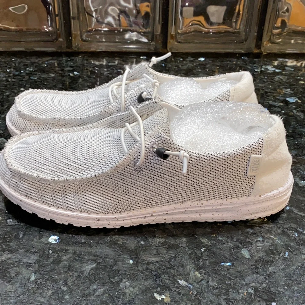 Hey Dude Wendy Women's White Knit Moccasins Stone White Size 9 - Picture 7 of 10